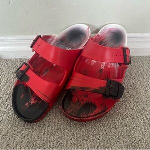 Birkenstock Arizona EV Sandals Shoes Red Black White Mens‎ Size 11